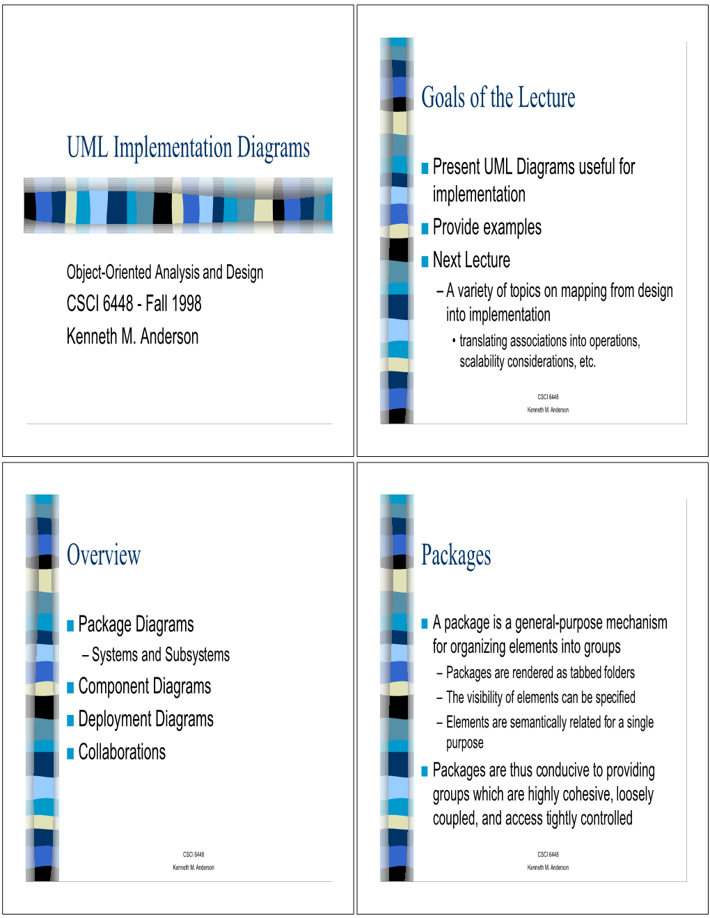 UML Implementation Diagrams Goals of the Lecture Overview Packages