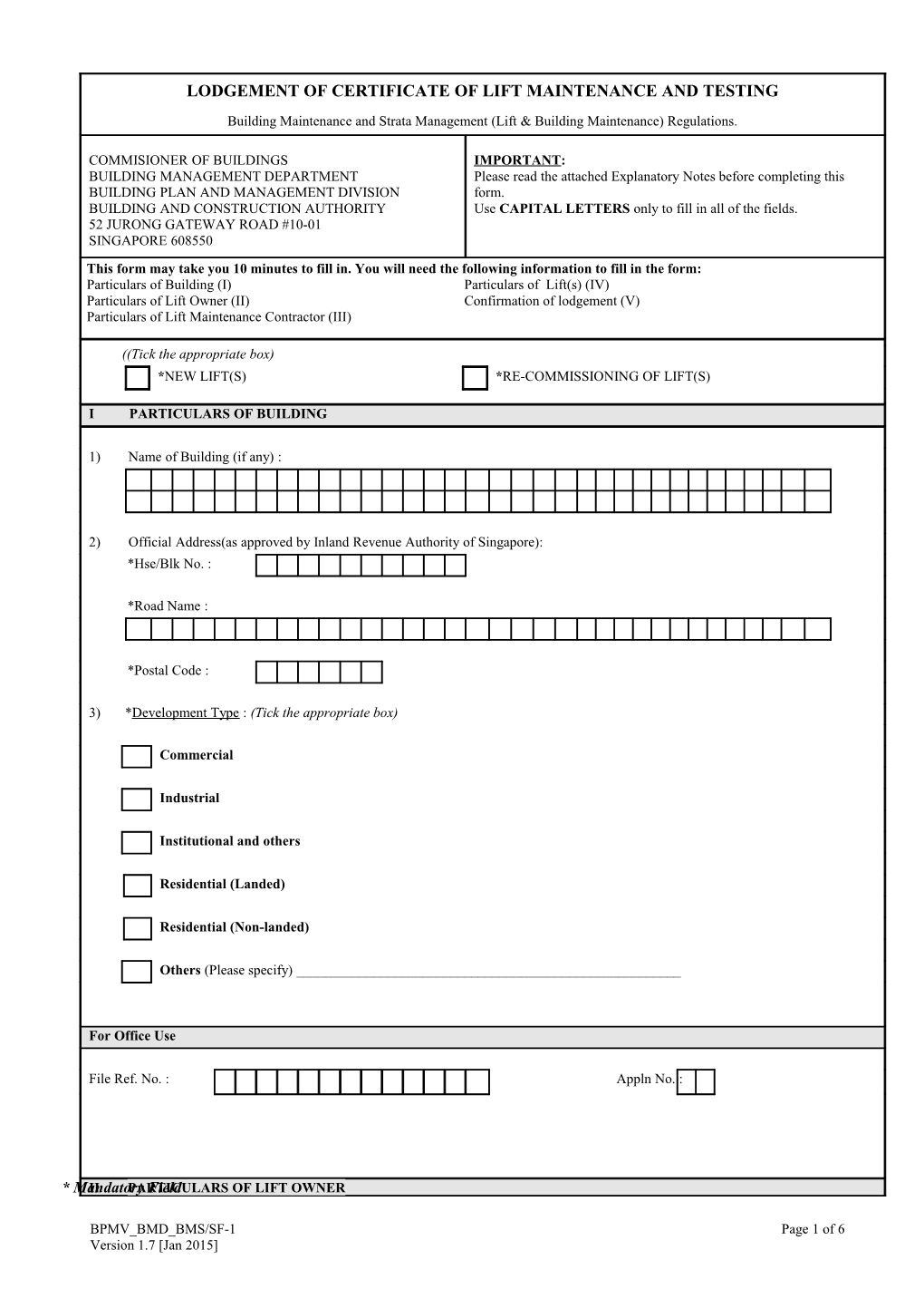 Application for Approval of Structural Plans