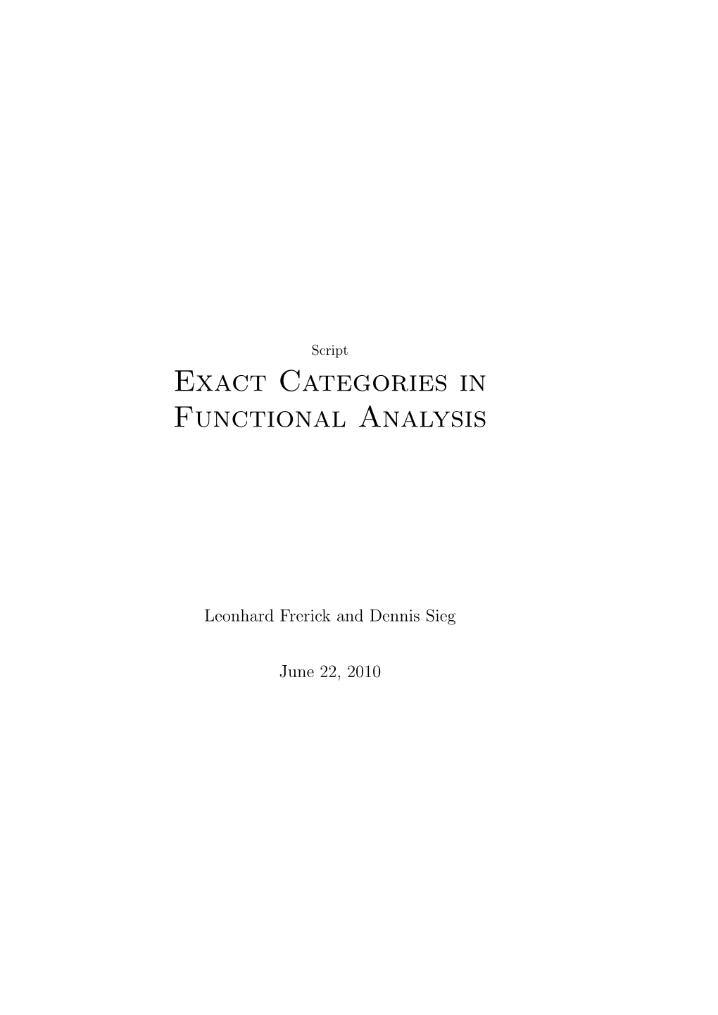 Exact Categories in Functional Analysis