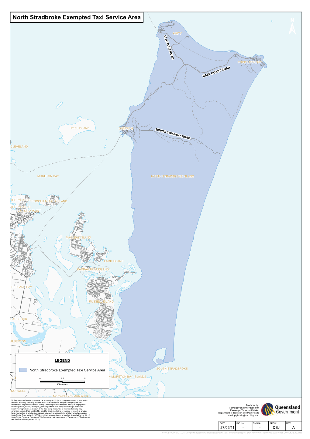 North Stradbroke Island Exempt Taxi Service Area