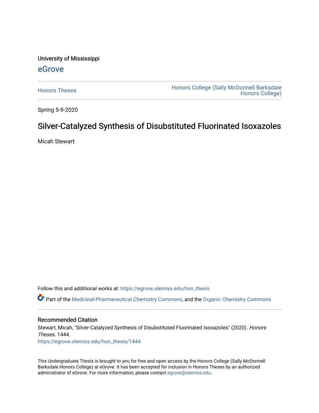 Silver-Catalyzed Synthesis of Disubstituted Fluorinated Isoxazoles