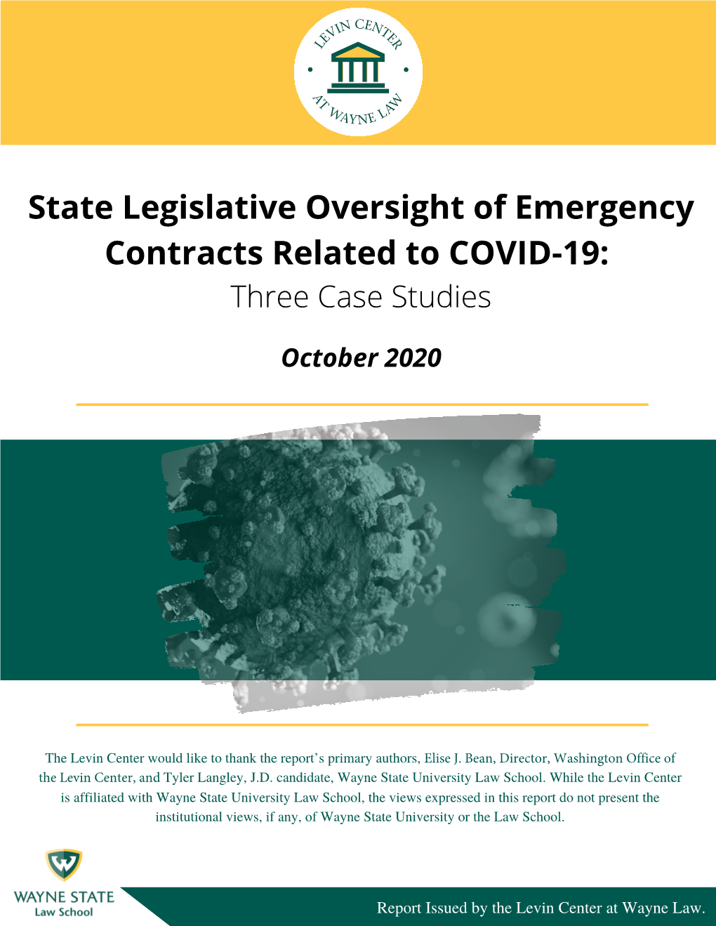 State Legislative Oversight of Emergency Contracts Related to COVID-19: Three Case Studies