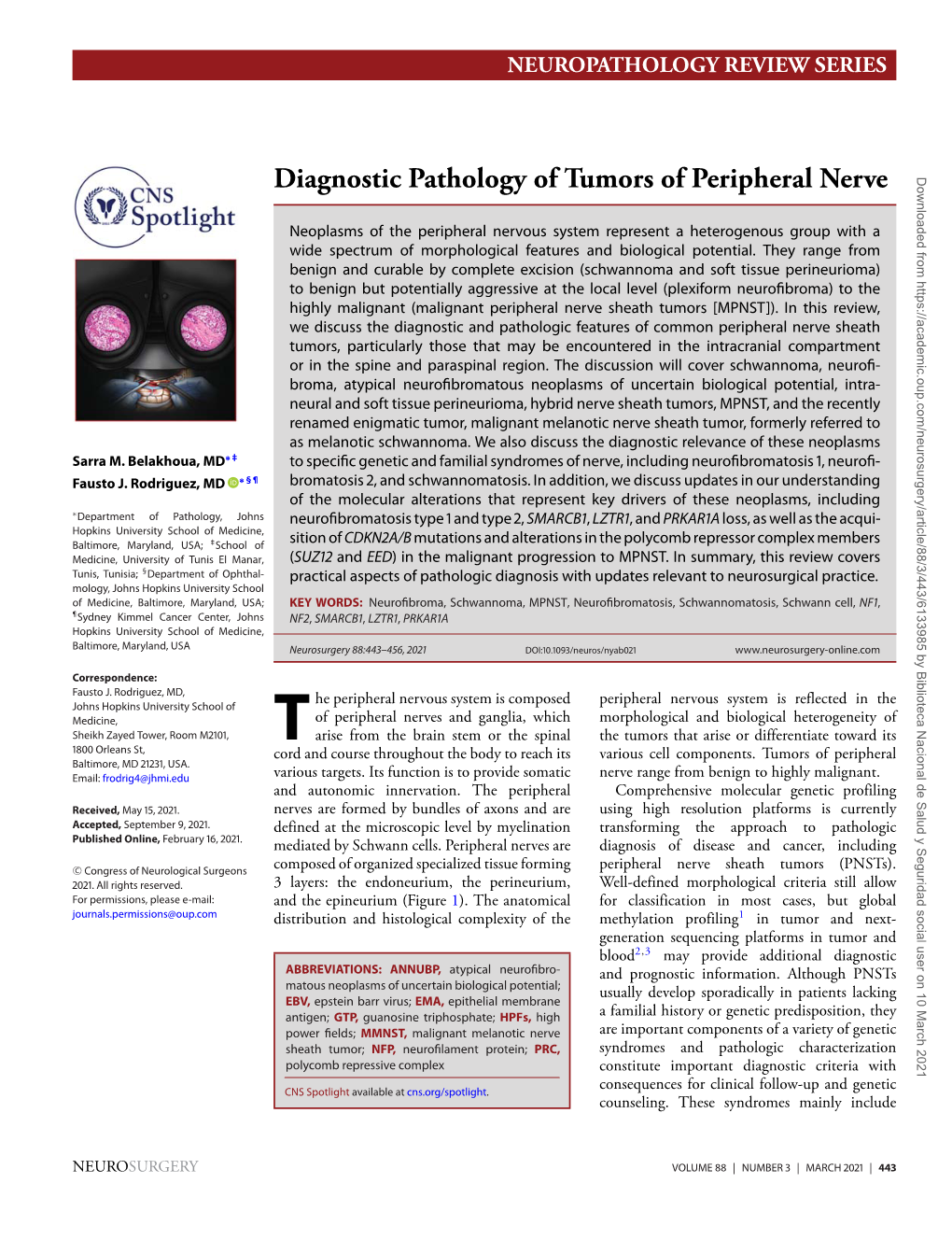 Diagnostic Pathology of Tumors of Peripheral Nerve