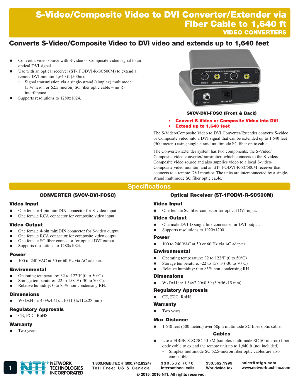 S-Video Composite DVI Converter Extender Fiber Optic Cable Remote
