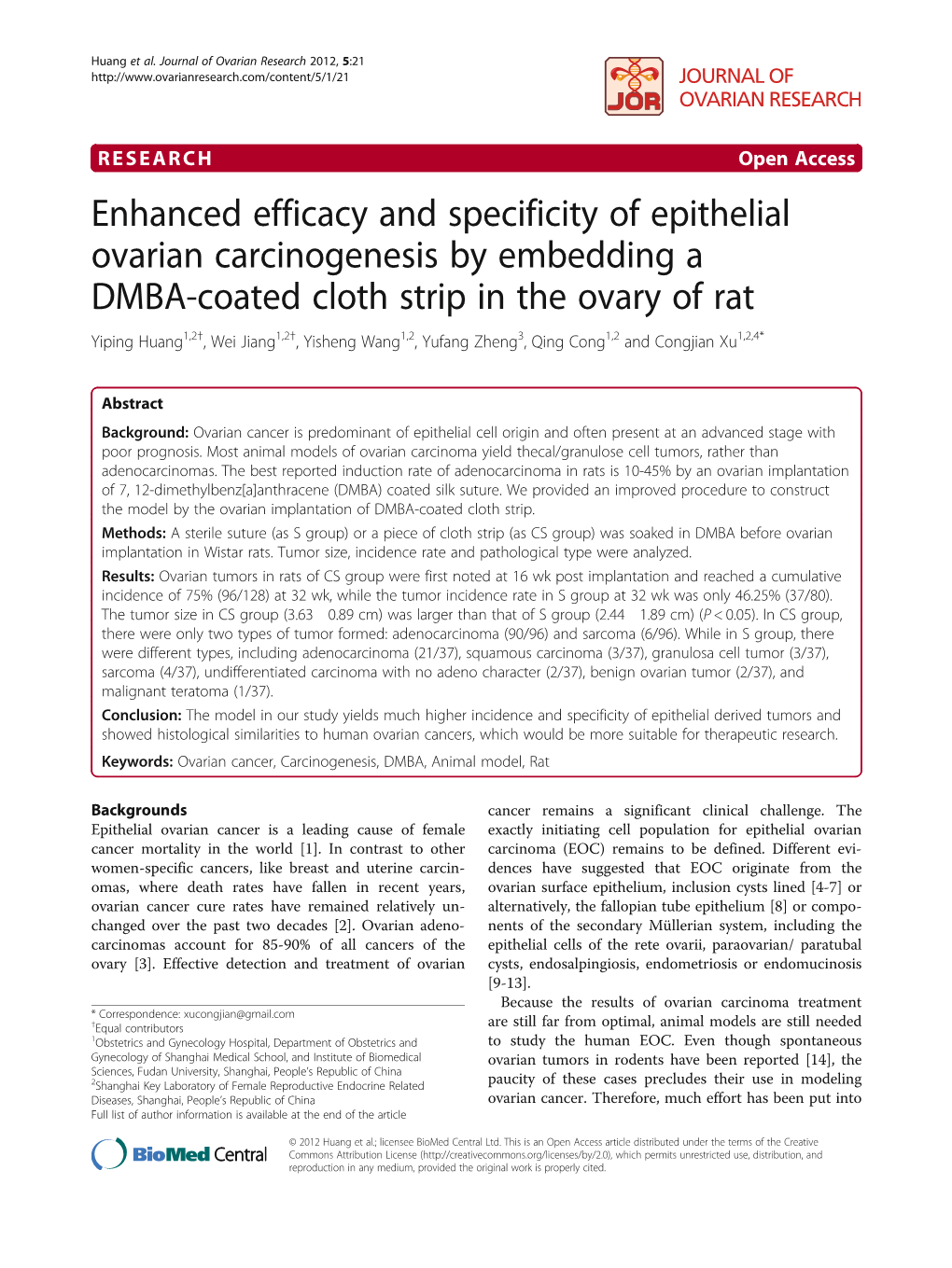 Enhanced Efficacy and Specificity of Epithelial Ovarian Carcinogenesis