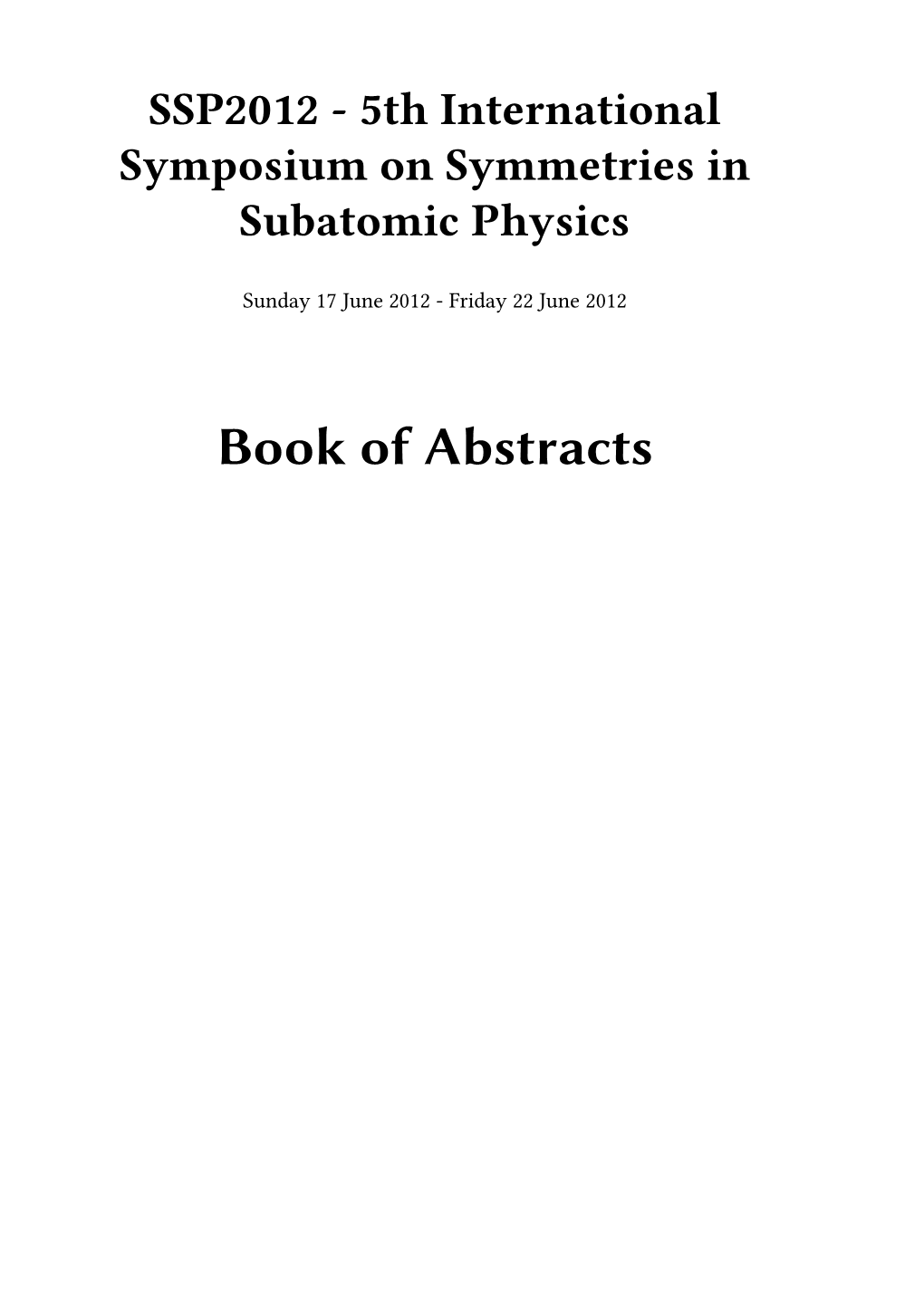 Book of Abstracts