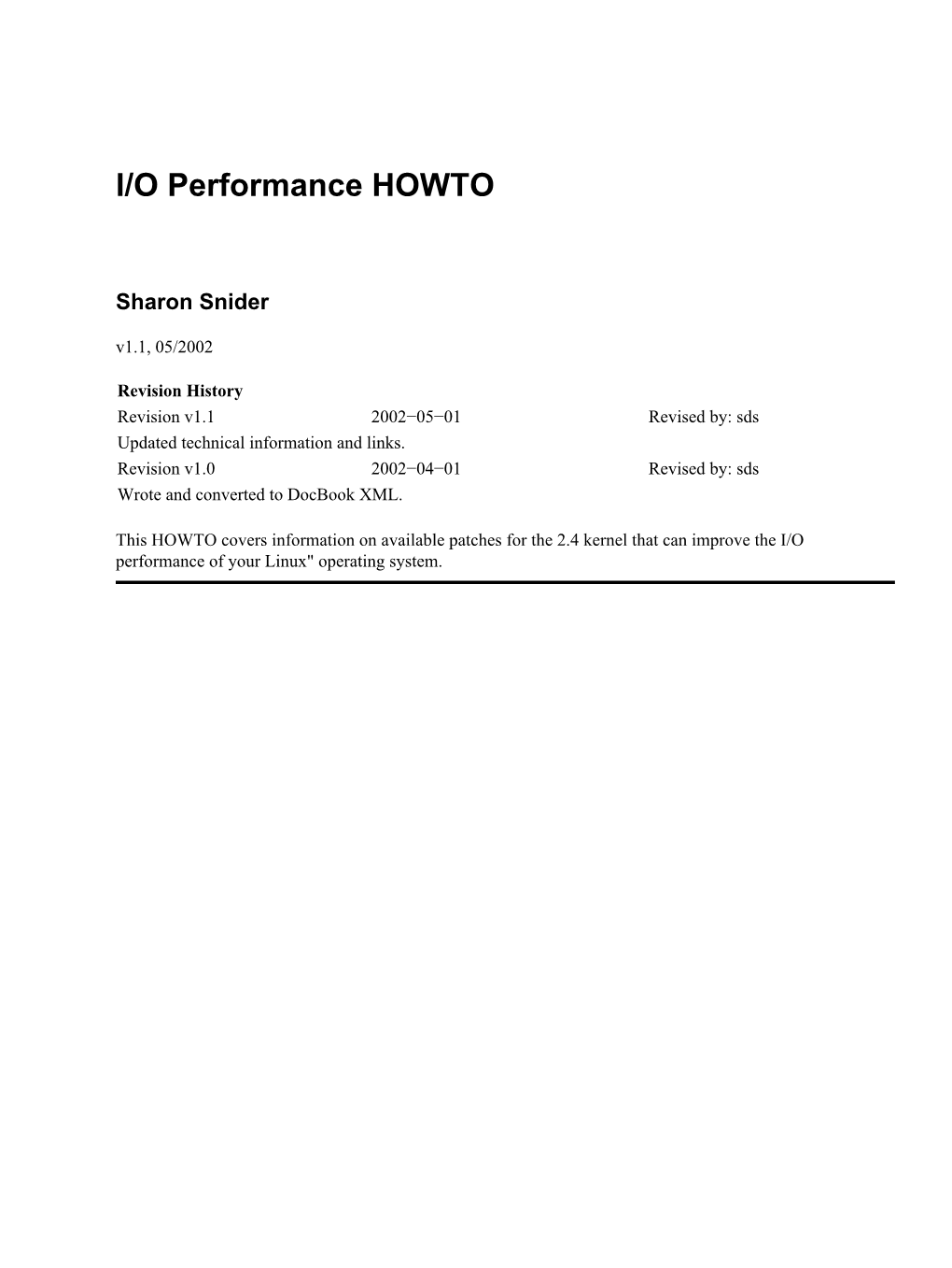 I/O Performance HOWTO