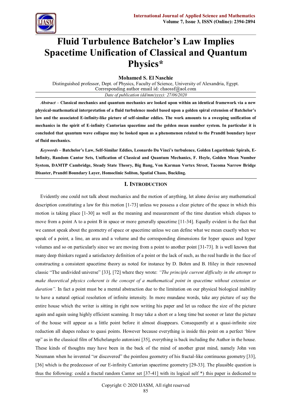 Fluid Turbulence Batchelor's Law Implies Spacetime Unification Of