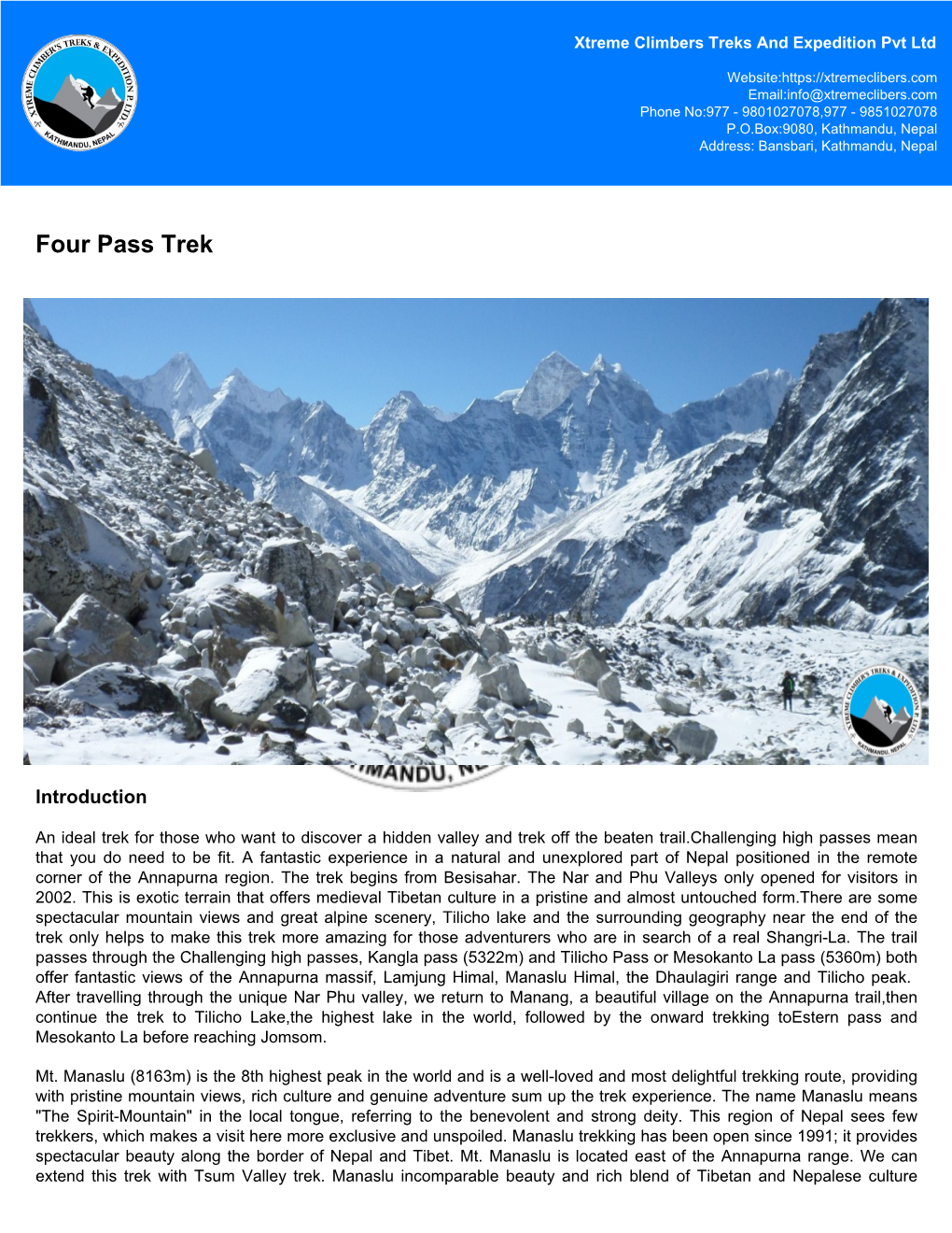 Four Pass Trek