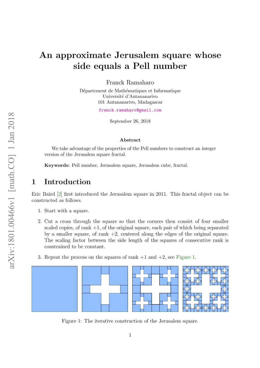 An Approximate Jerusalem Square Whose Side Equals a Pell Number