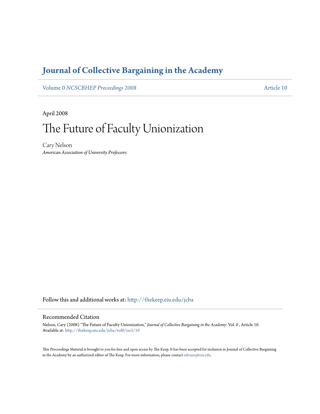 The Future of Faculty Unionization