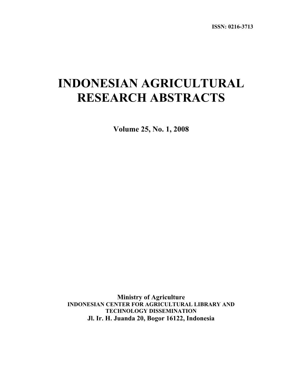 Indonesian Agricultural Research Abstracts