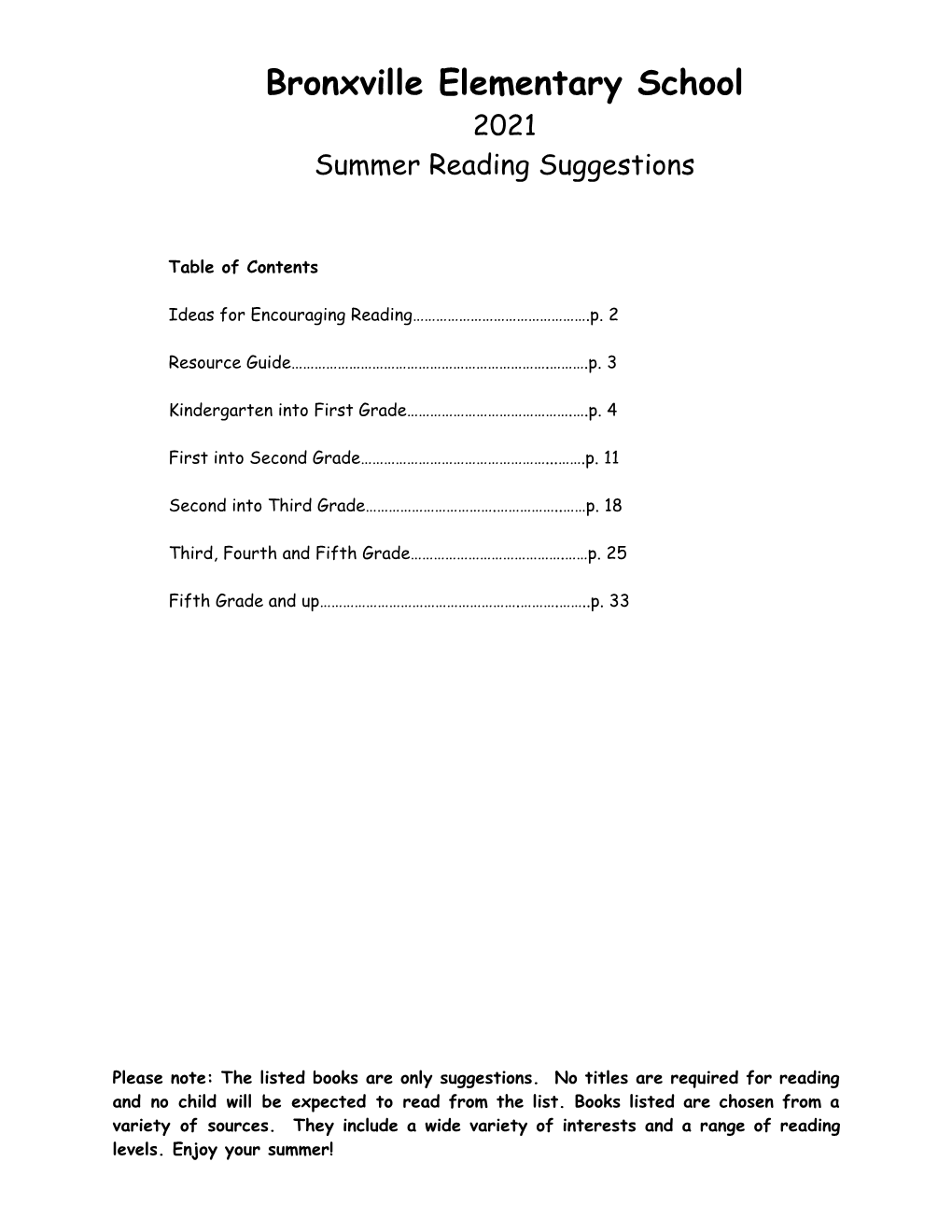 2021 Summer Reading Suggestions