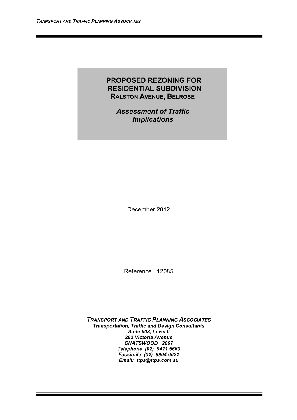 Proposed Rezoning for Residential Subdivision Ralston Avenue, Belrose