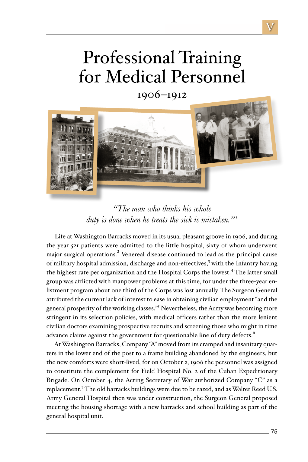 Chapter 5, Borden's Dream: the Walter Reed Army Medical Center in Washington, DC, Professional Training for Medical Personnel