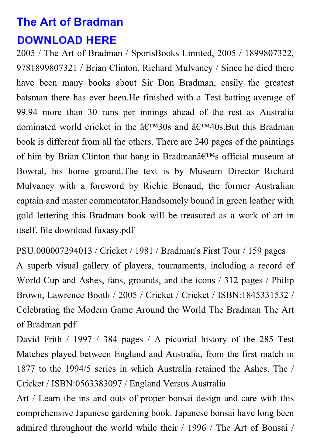 The Art of Bradman