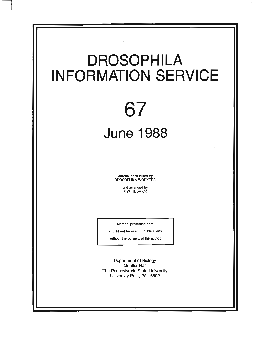 DROSOPHILA INFORMATION SERVICE June 1988
