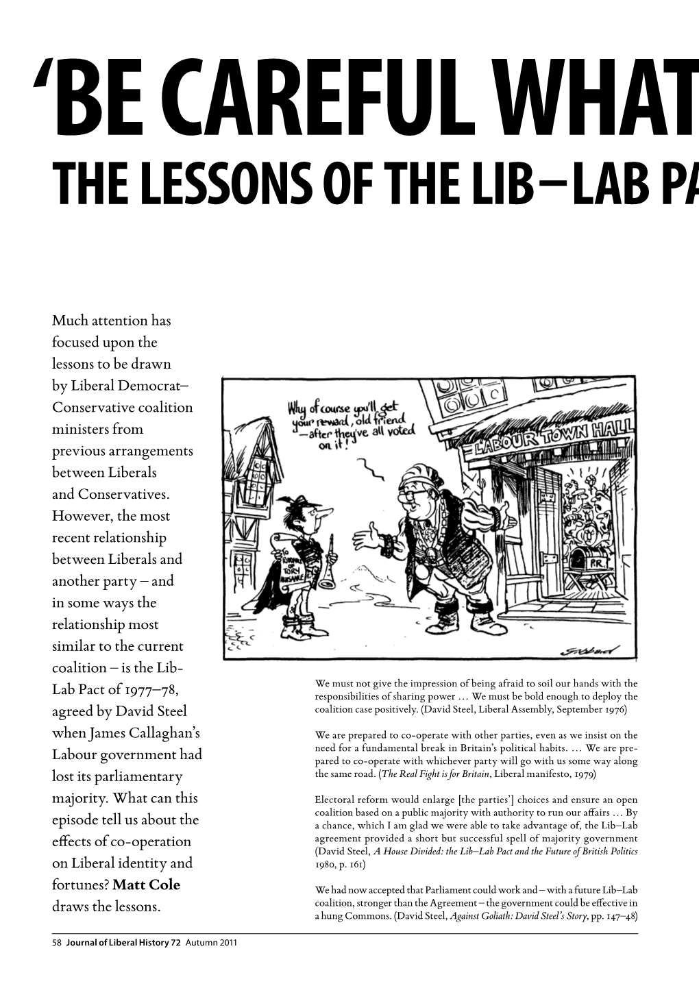 The Lessons of the Lib – Lab Pact for the Lib – Con Coalition