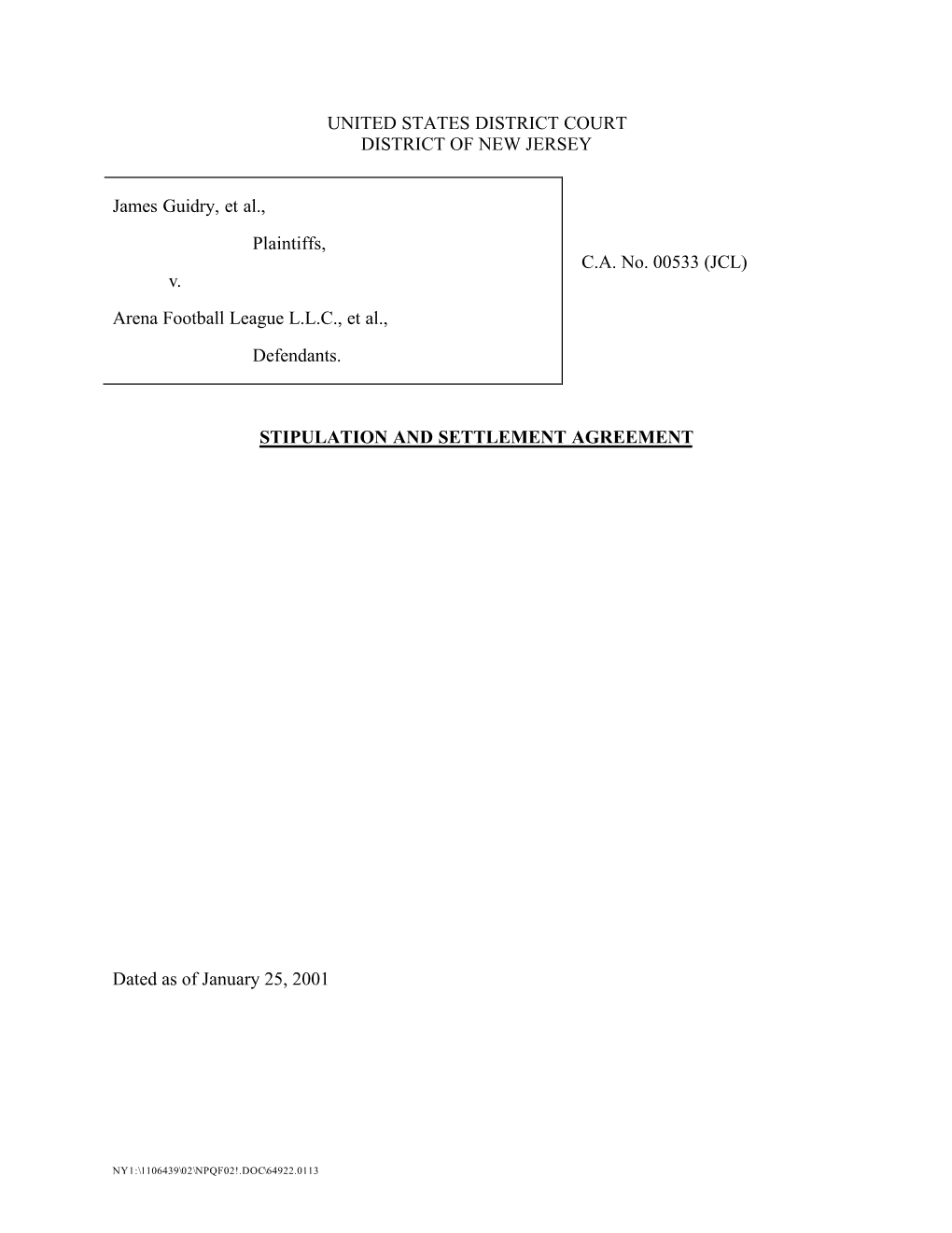 AFL Settlement Agreement