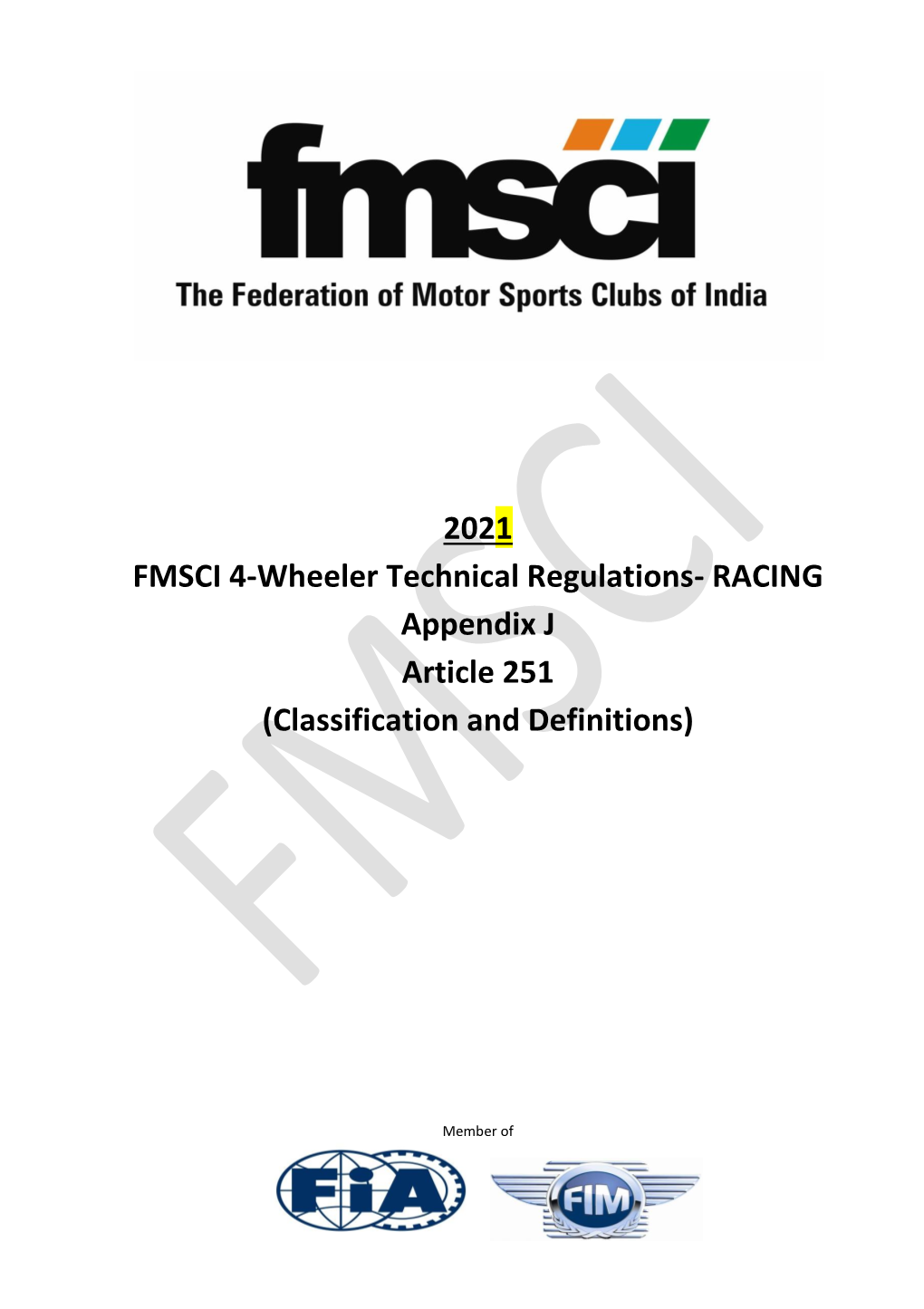 FMSCI Article 251 - Classification and Definitions