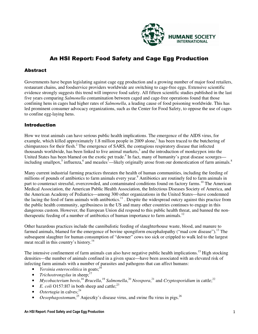 Food Safety and Cage Egg Production