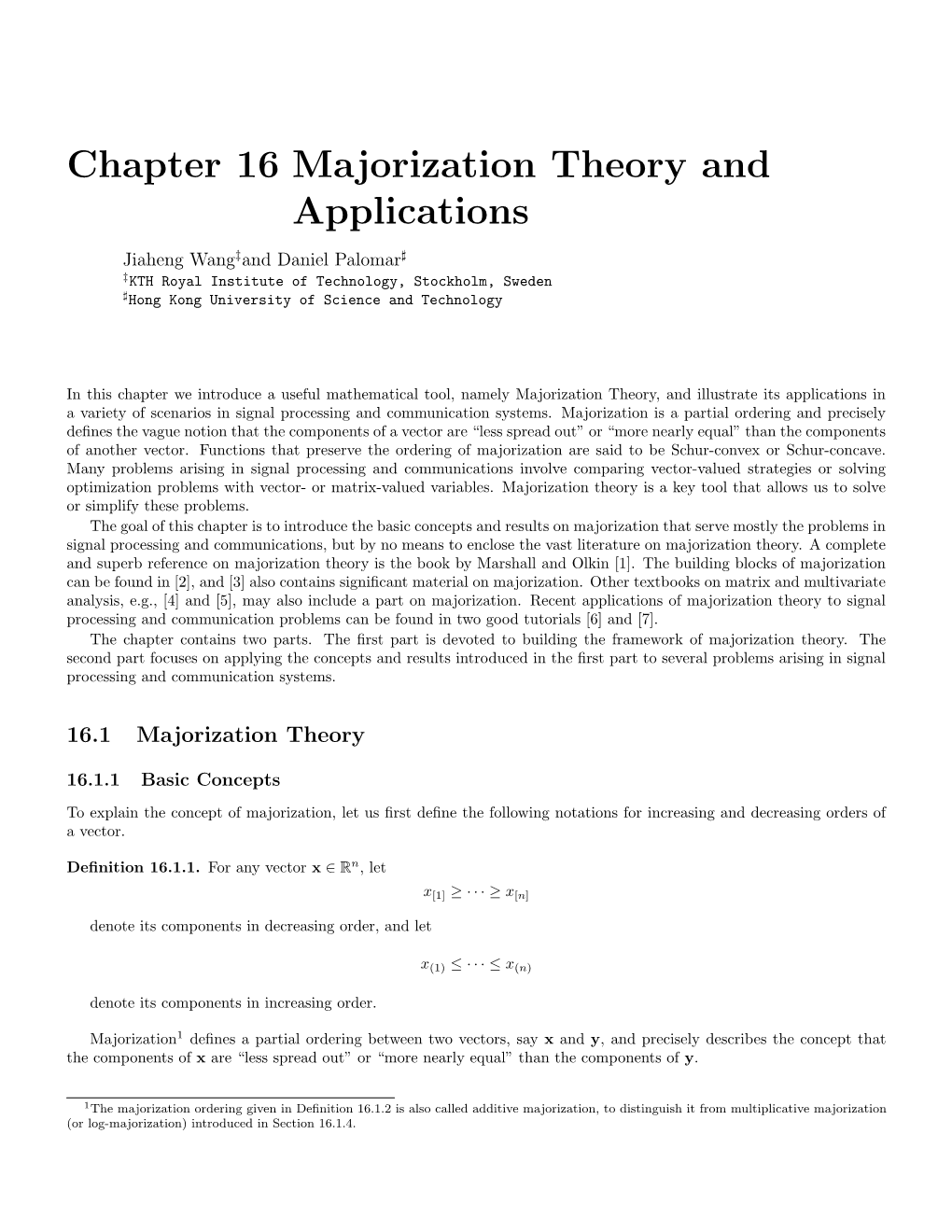 Chapter 16 Majorization Theory and Applications