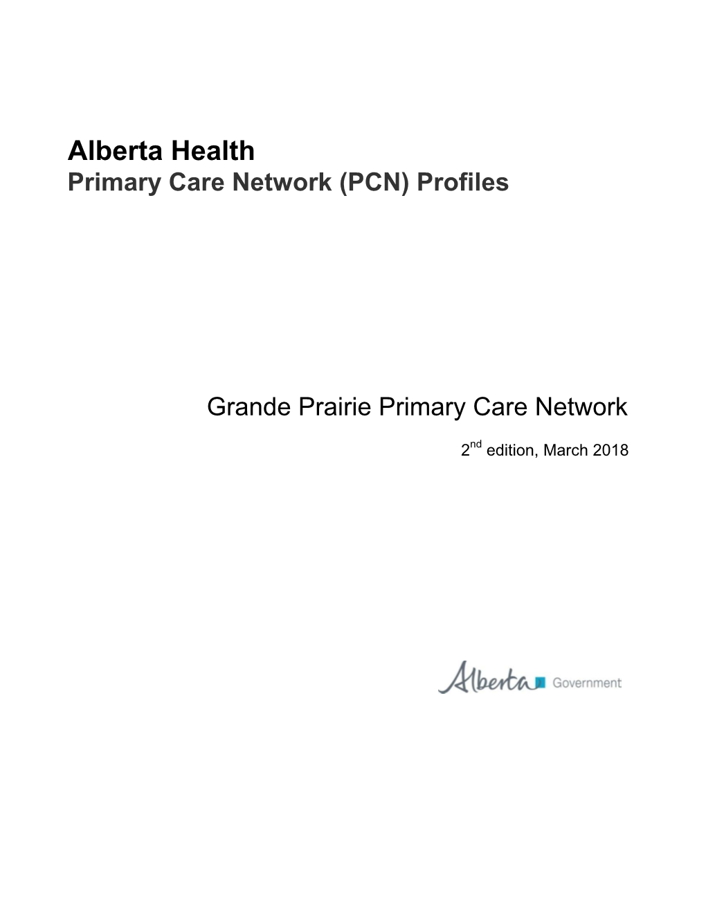 Alberta Health Primary Care Network (PCN) Profiles