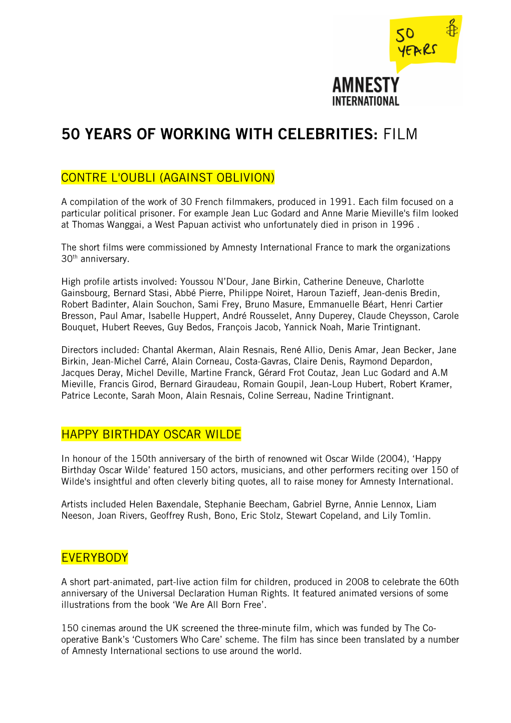 AI50 50 Years of Working with Celebrities Film