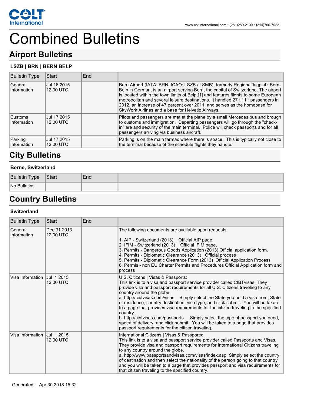 Combined Bulletins Airport Bulletins