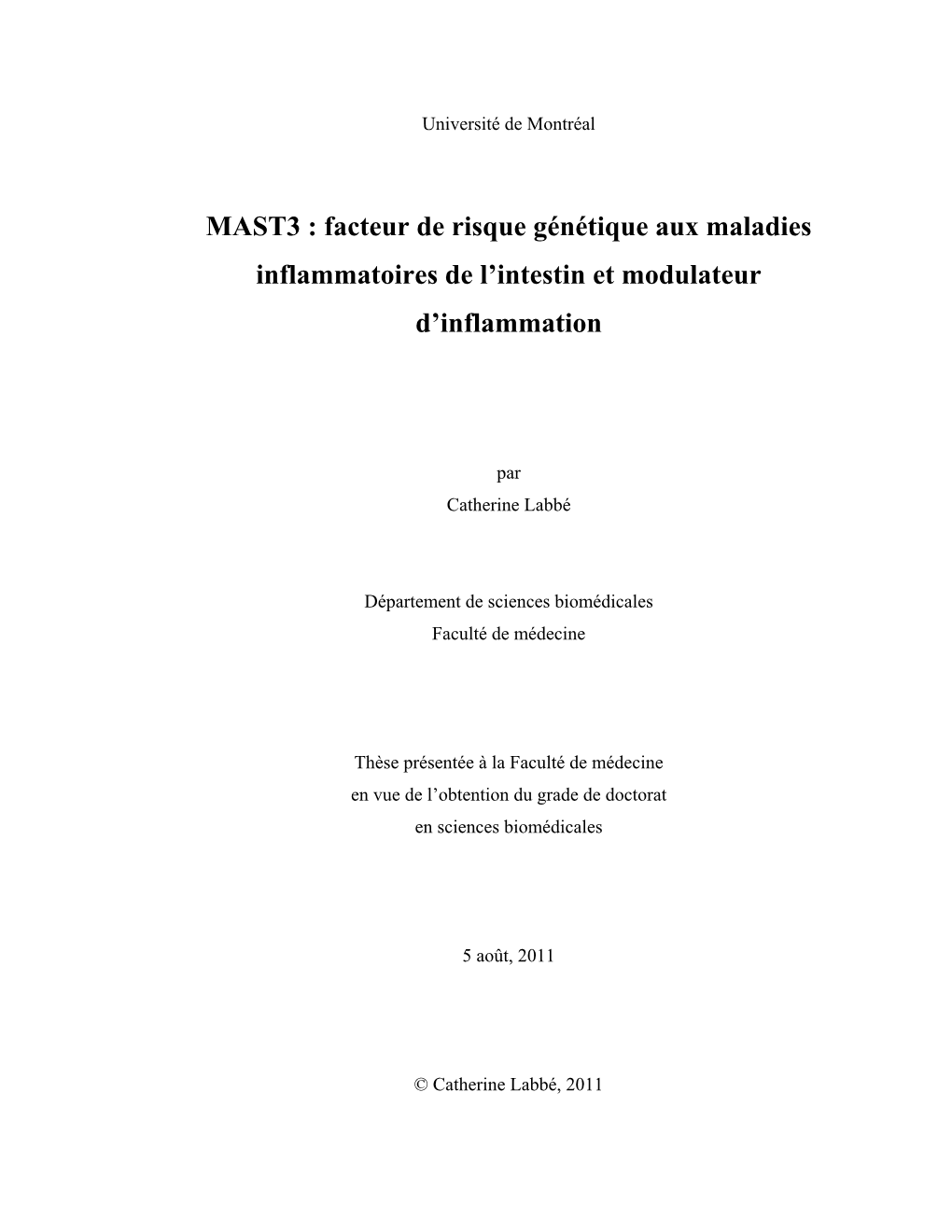 Facteur De Risque Génétique Aux Maladies Inflammatoires De L’Intestin Et Modulateur D’Inflammation