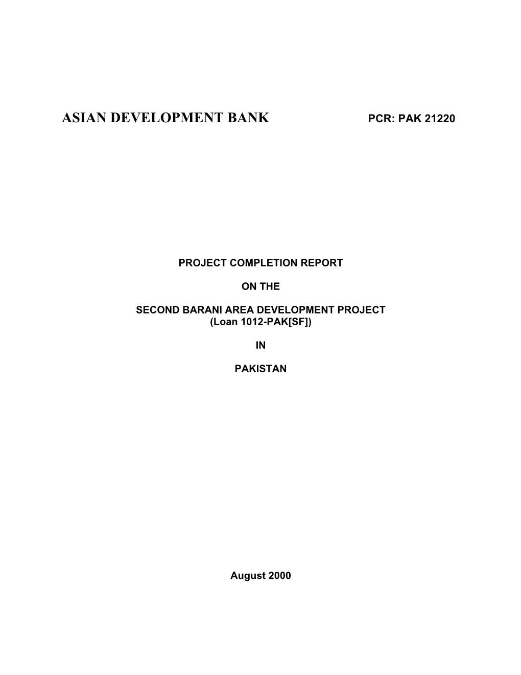 Asian Development Bank Pcr: Pak 21220