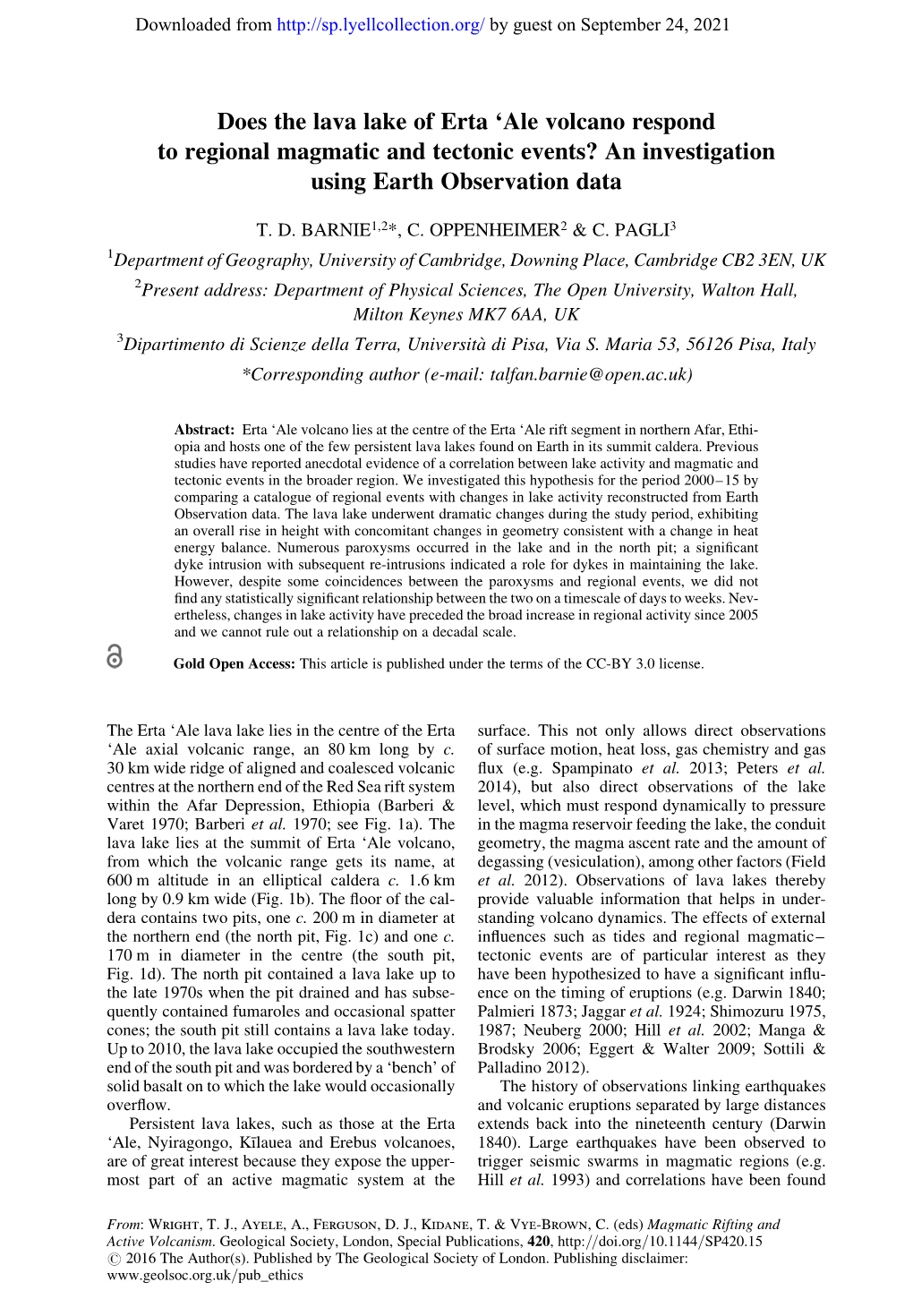 Does the Lava Lake of Erta 'Ale Volcano Respond to Regional Magmatic And