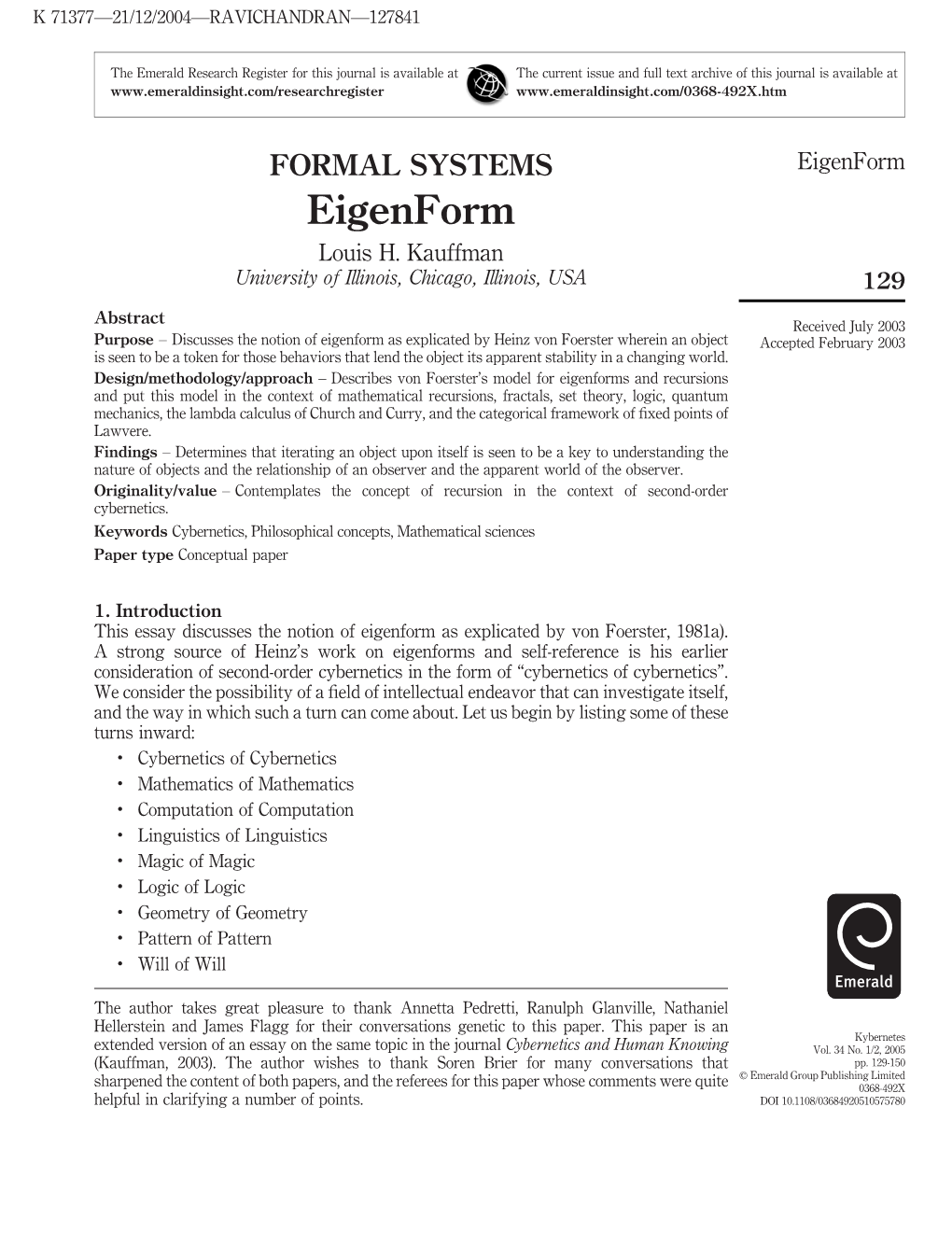 Eigenform Eigenform Louis H