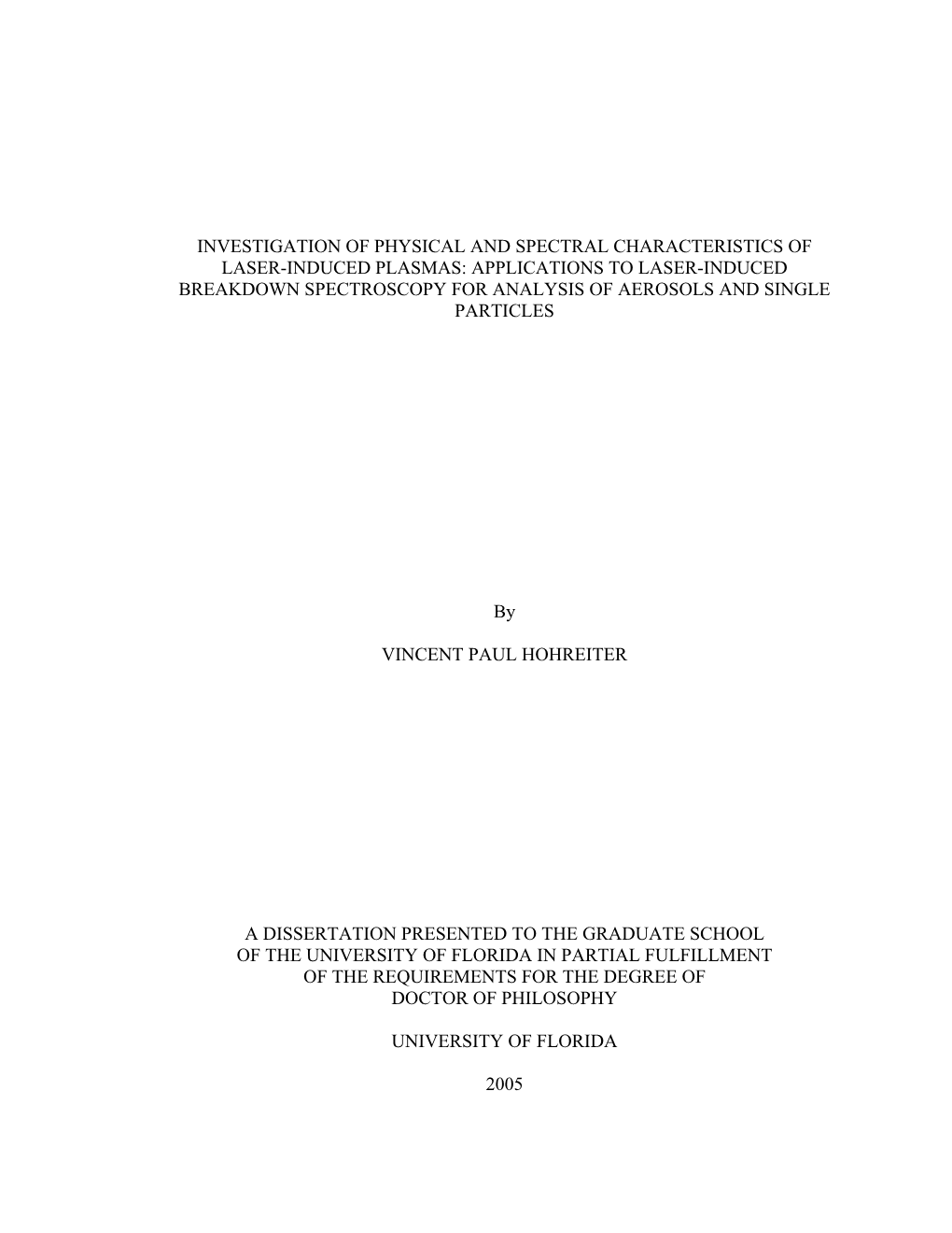 Applications to Laser-Induced Breakdown Spectroscopy for Analysis of Aerosols and Single Particles