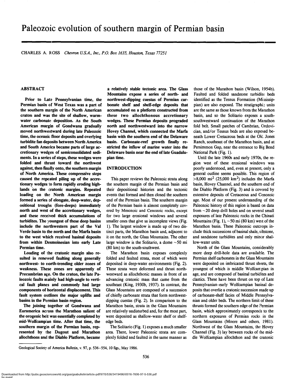 Paleozoic Evolution of Southern Margin of Permian Basin