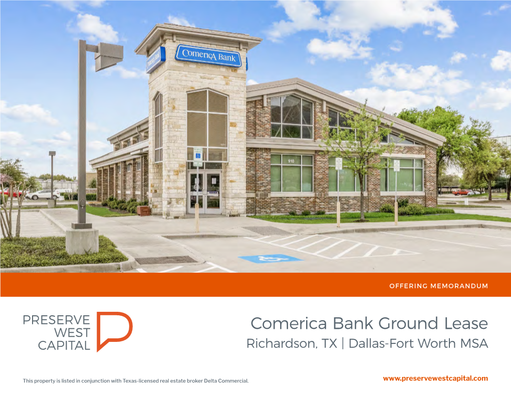 Comerica Bank Ground Lease Richardson, TX | Dallas-Fort Worth MSA