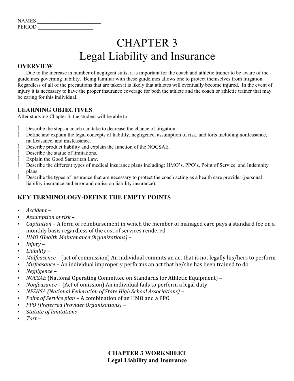 Legal Liability and Insurance