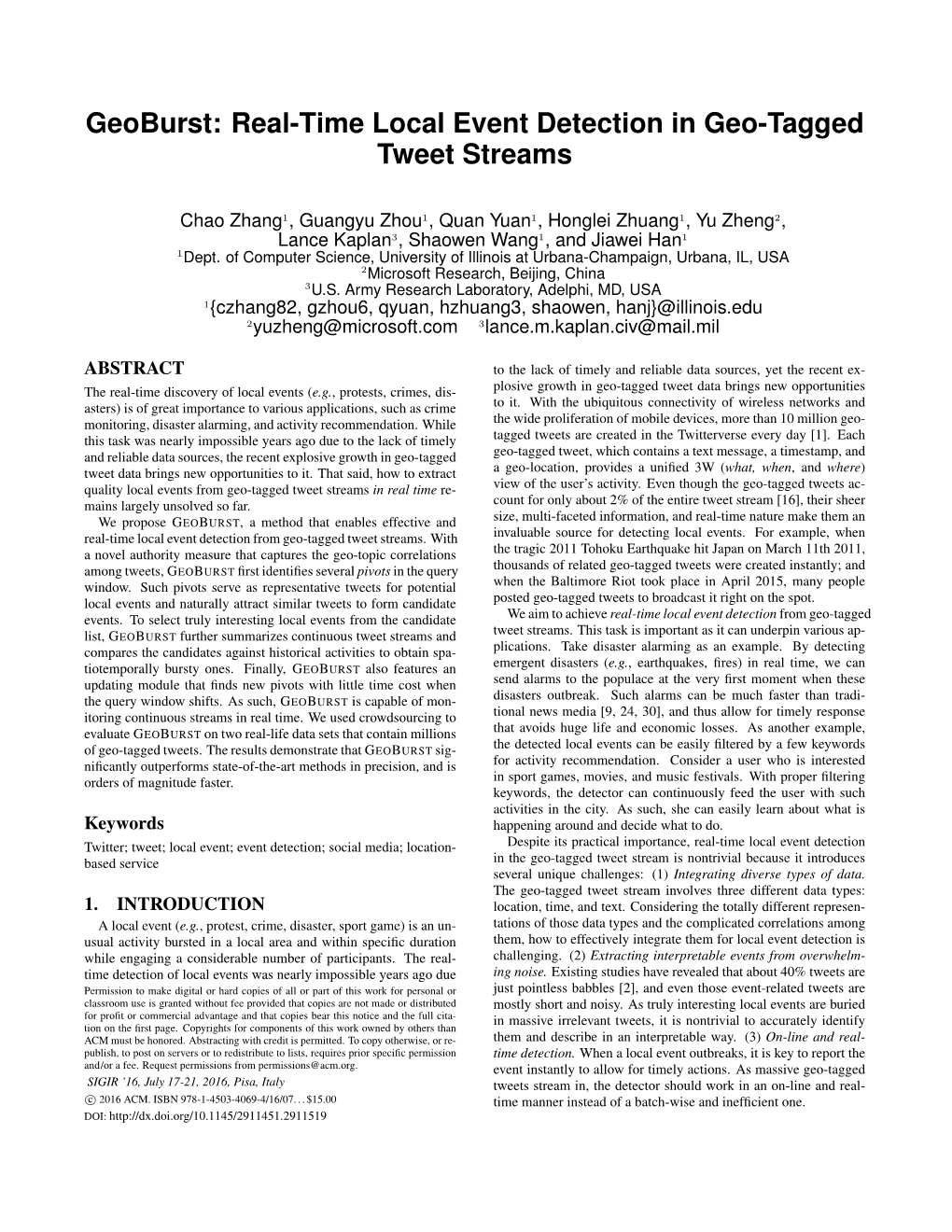 Geoburst: Real-Time Local Event Detection in Geo-Tagged Tweet Streams