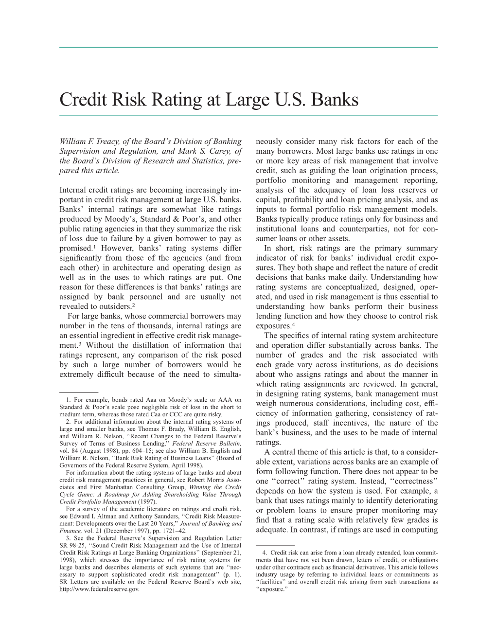 Credit Risk Rating at Large U.S. Banks