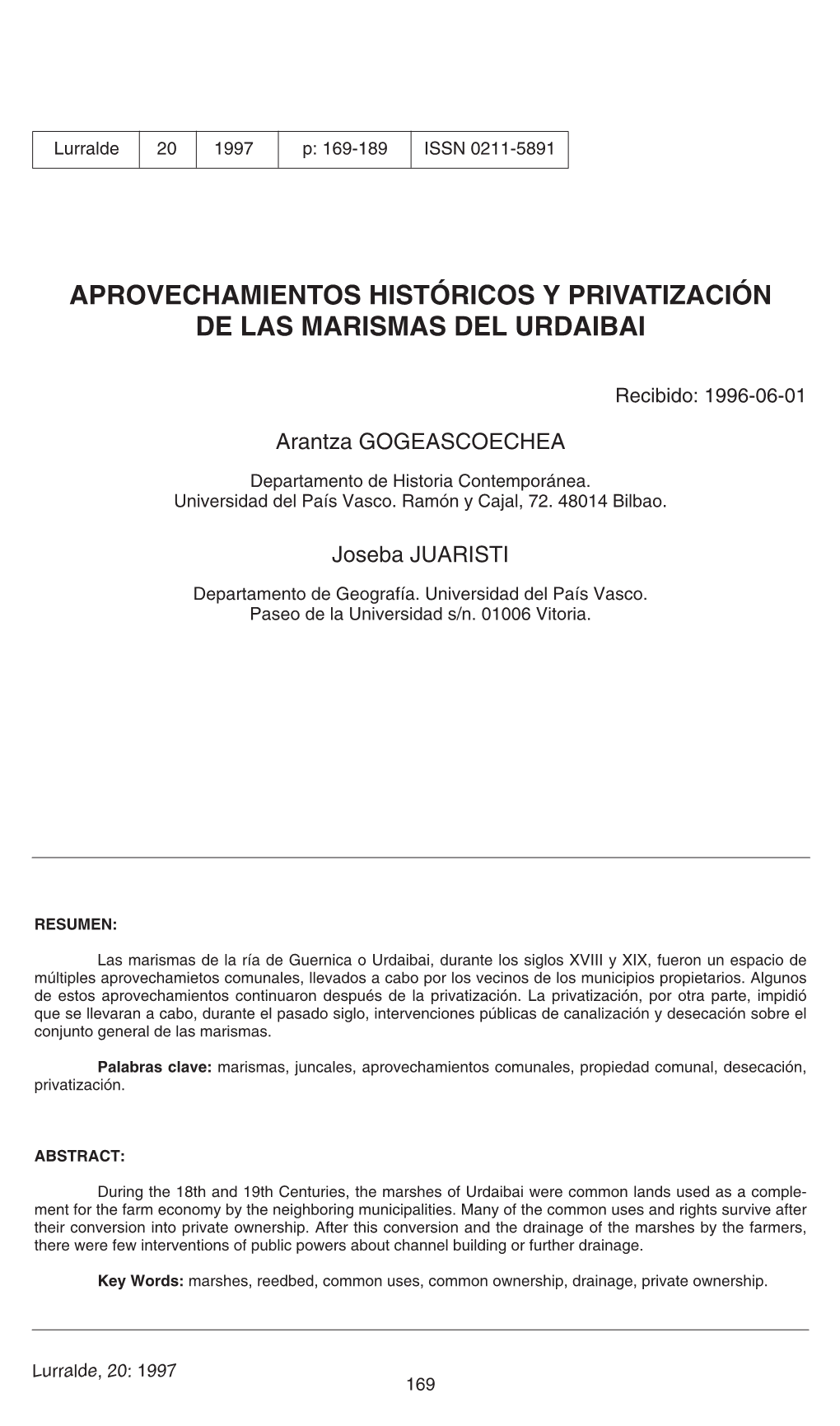 Aprovechamientos Históricos Y Privatización De Las Marismas Del Urdaibai