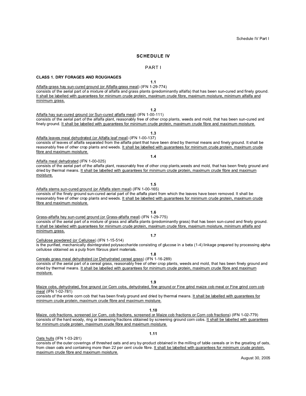 Schedule IV Part I