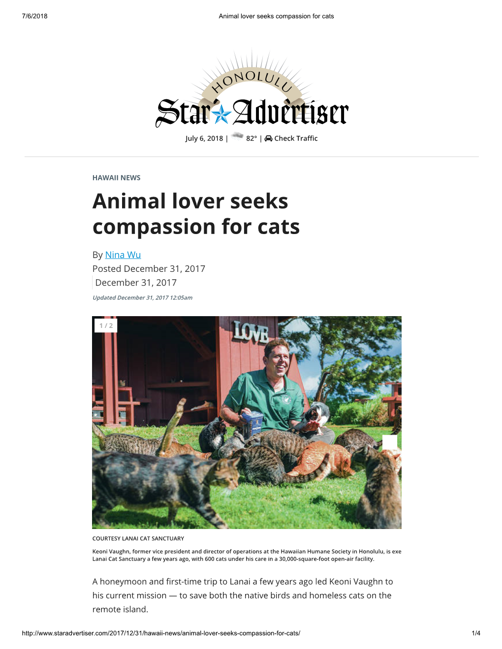 Animal Lover Seeks Compassion for Cats