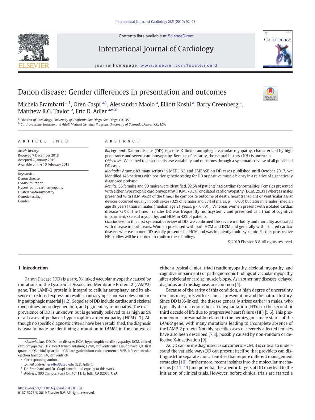 Danon Disease: Gender Differences in Presentation and Outcomes