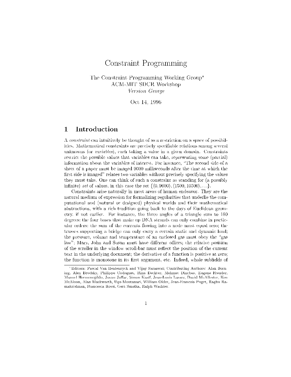 Constraint Programming