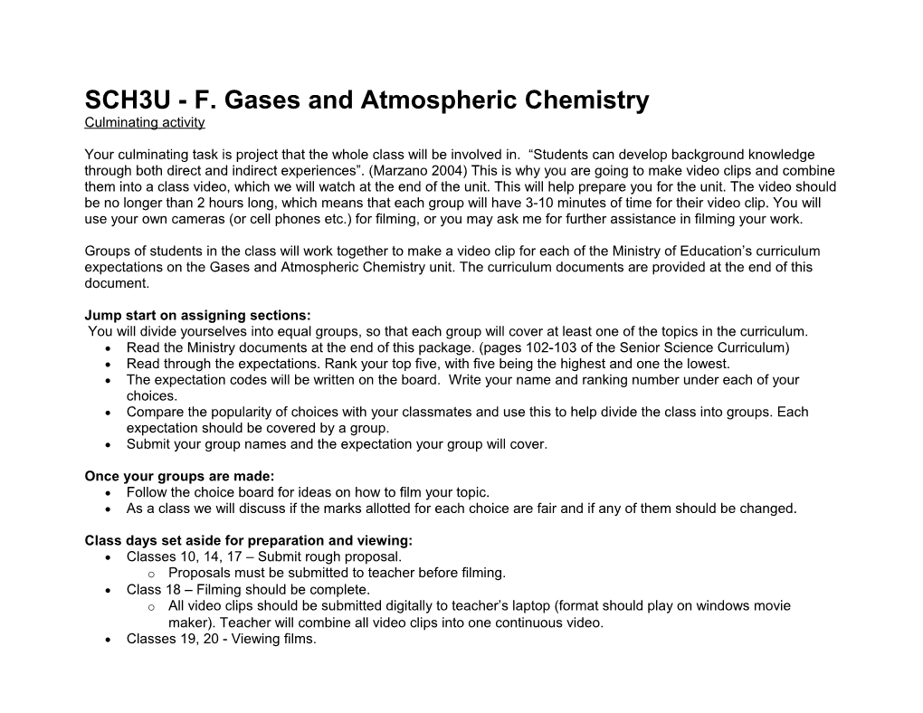 SCH3U - F. Gases and Atmospheric Chemistry