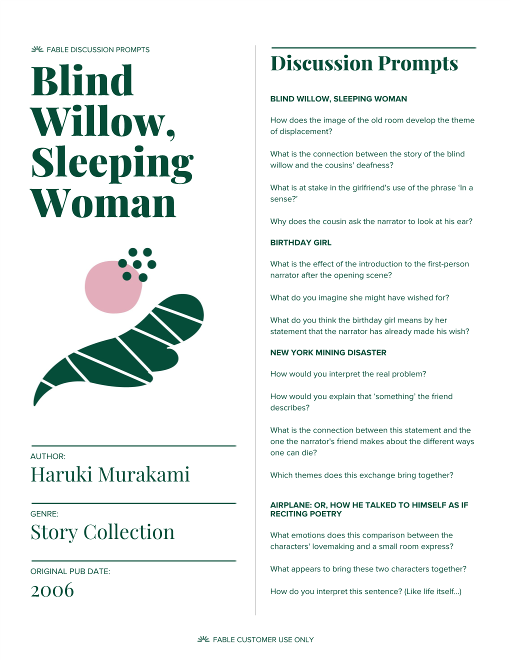 Blind Willow, Sleeping Woman