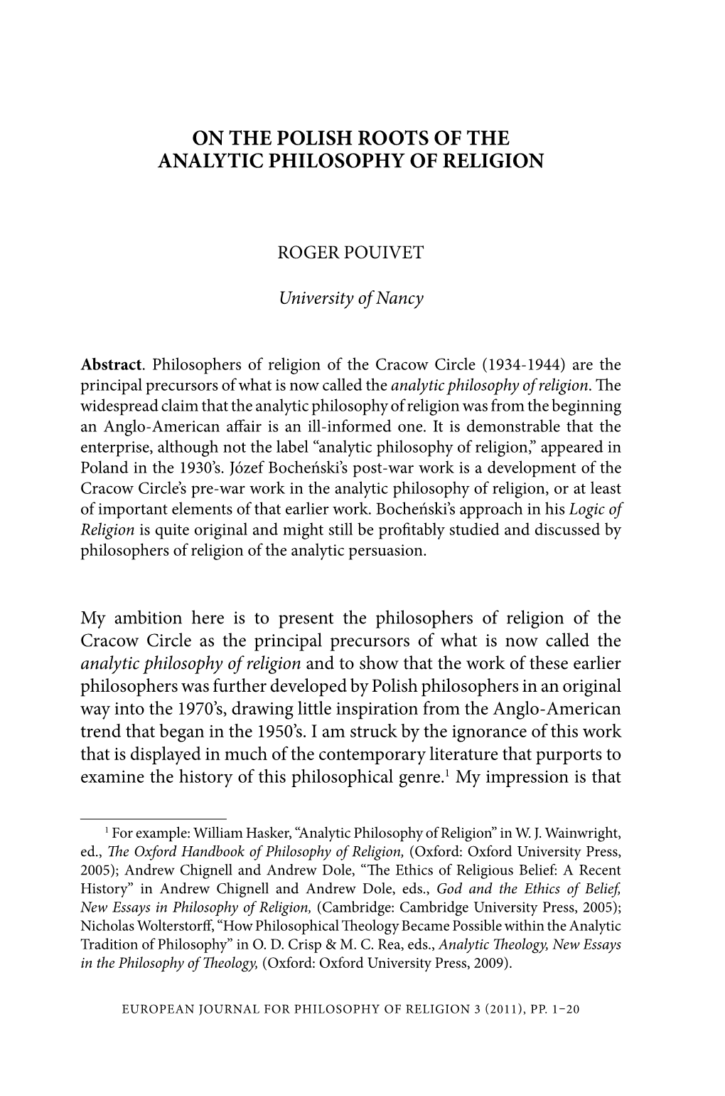 On the Polish Roots of the Analytic Philosophy of Religion