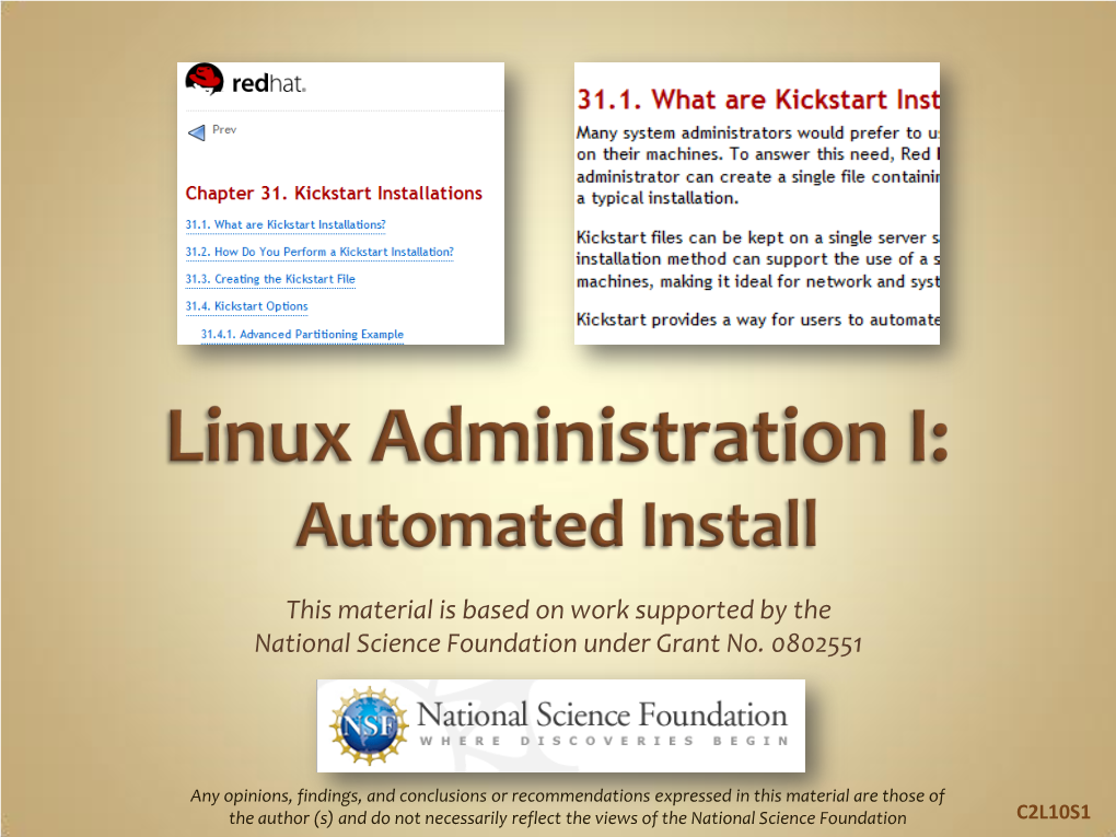 Course 2 Lesson 10: Automated Installation