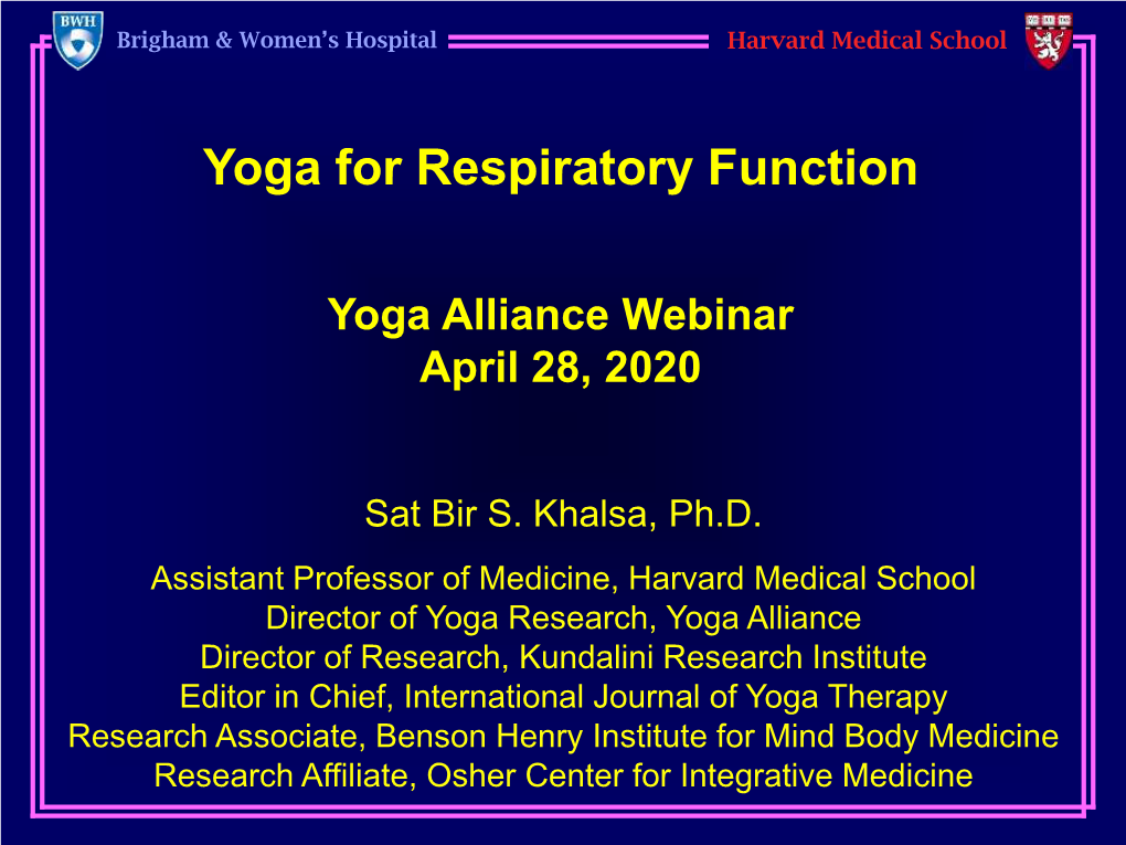 Yoga for Respiratory Function (PDF)