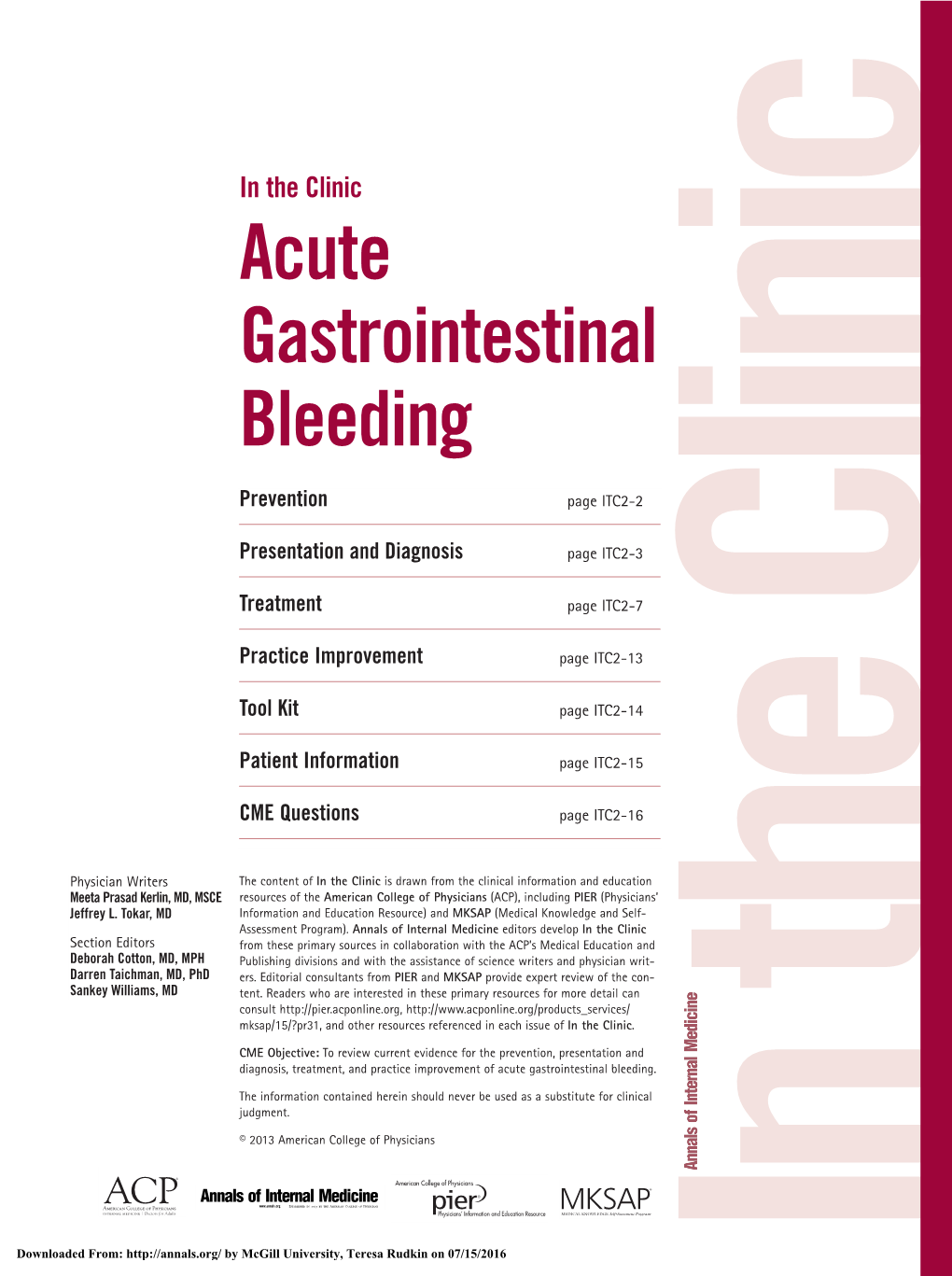 Acute Gastrointestinal Bleeding: in the Clinic